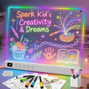 Led Drawing Board with 13 Light Effects, 16″ Rechargeable Glow Doodle LED Note Board with Colors, Neon Light Up Drawing Tablet Gifts for Kids for Easter Birthday Christmas Gift Ideas