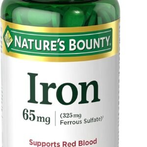 Nature’s Bounty Iron 65mg, 325 mg Ferrous Sulfate, Cellular Energy Support, Promotes Normal Red Blood Cell Production, 1 Serving Per Day, Gluten Free, 100 Vegetarian Tablets