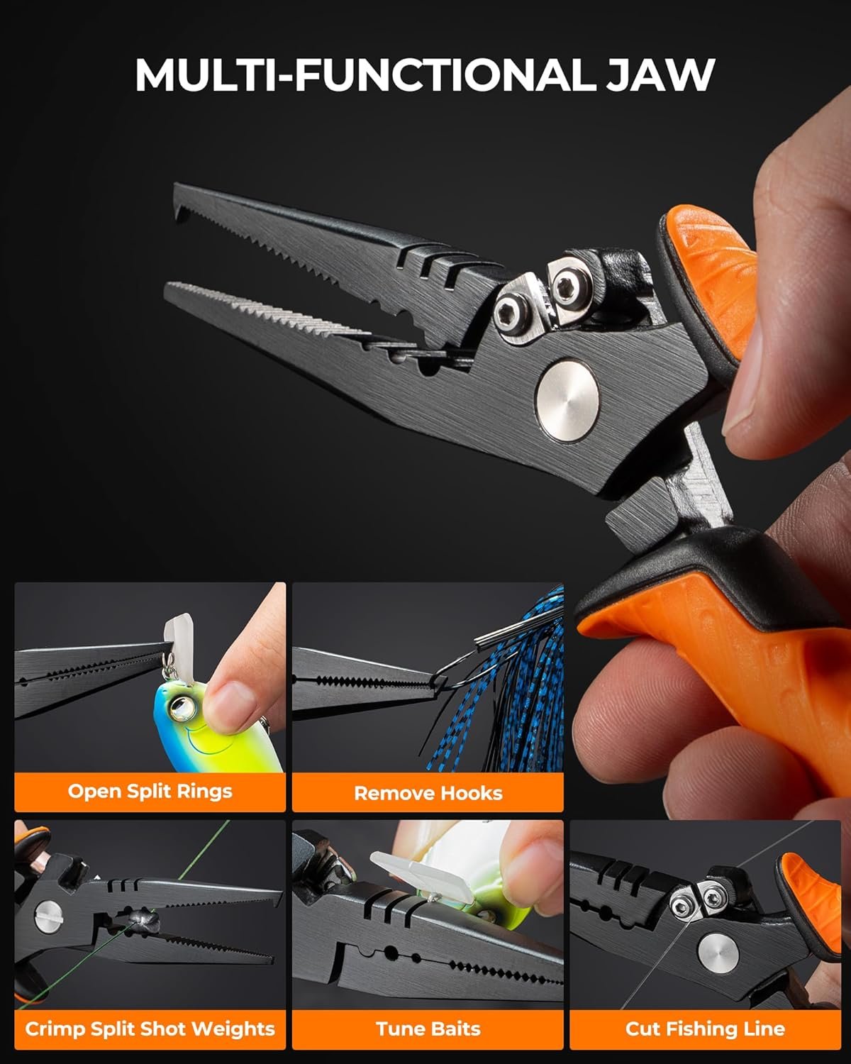 KastKing SteelStream Fishing Tool Set, Fishing Gear - Corrosion Resistant Fishing Pliers, Fillet Knife, Fishing Scissors, Fish Lip Gripper, Multi-Functional Jaw, Fishing Gifts for Men - Image 3