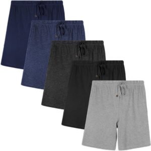 Andrew Scott Men’s Lounge Shorts | Drawstring & Pockets Cotton PJ-Sleep Short Bottoms | Multi Packs