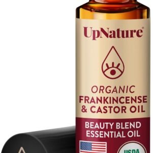 UpNature Beauty Castor Oil Roll On Eye Roller – 100% Organic Frankincense and Castor Oil for Face, Dark Circles, Fine Lines, Under Eyes and Skin