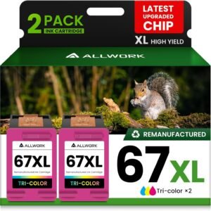 67XL Ink Cartridge Replacement for HP 67 XL Remanufactured for HP Ink 67 67XL for DeskJet 2755e 2700 2855e 2800 2752 2742e 4155e 4255e 4100 Envy 6055 6055e 6455e Printer 2-Pack Tri-Color