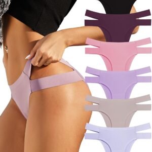 Knowyou Seamless Underwear for Women Sexy Bikini Panties No Show High Cut Hipster Cute Cheeky Panty for Ladies 6 Pack