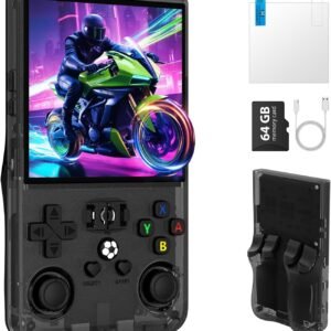 R36MAX Retro Handheld Game Console, Portable Retro Gaming Console 4.0” IPS HD Screen and Linux System, Support 30+ Emulator and 64GB TF Card Video Game Consoles, 4000mAh Battery (Black 64GB)