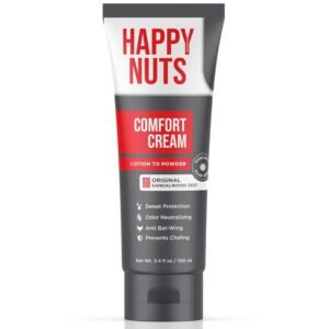 HAPPY NUTS Comfort Cream Deodorant For Men: Anti-Chafing Sweat Defense, Odor Control, Aluminum-Free Mens Deodorant & Hygiene Products for Men’s Private Parts 3.4 Fl Oz (1 Pack), Original