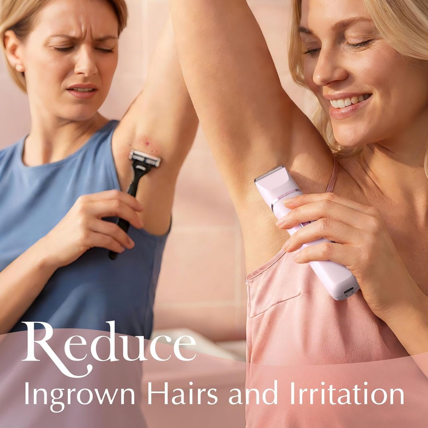 Risina Bikini Trimmer for Women - Painless Electric Razors for Silk Skin,Cordless Body Shaver for Trip,Replaceable Lady Facial Razor, IPX7 Waterproof&Easy Cleaning, Ceramic Blade, Gifts for Women - Image 4