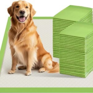 Gardner Pet Dog Pee Pads Extra Large 28″x34″, XL Thicker ECO Green Disposable XLarge Puppy Training Pads Super Absorbent Full Edge-Wrapping Pad for Dogs, Puppies, Doggie, Cats, Rabbits-(30 Count)