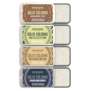 Viking Revolution 4 Pack Mens Solid Colognes 0.5 Oz – Men Solid Perfume with Cedar Wood, Clary Sage, Vetiver, Sandalwood Cologne for Mens – Travel Cologne Wax Gifts for Men
