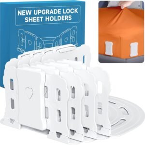 Bed Sheet Holders for Corners: Lock Sheet Holders with Reinforced Clips Keep Sheets Firm and Tight,No More Loose Sheets – Upgraded Extra Large Version for Twin,Full,Queen,King Size Mattresses (White)