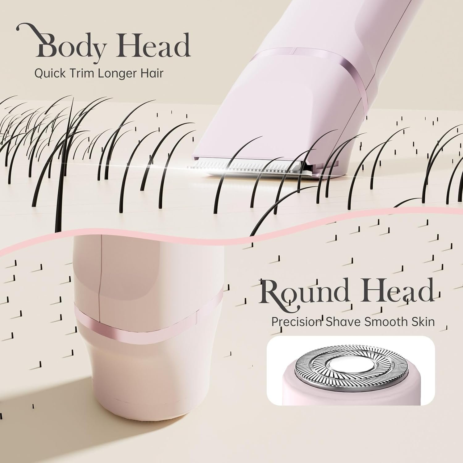 Risina Bikini Trimmer for Women - Painless Electric Razors for Silk Skin,Cordless Body Shaver for Trip,Replaceable Lady Facial Razor, IPX7 Waterproof&Easy Cleaning, Ceramic Blade, Gifts for Women - Image 3