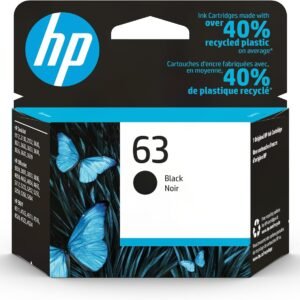 HP 63 Black Ink Cartridge | Works with DeskJet 1112, 2130, 3630; Envy 4510, 4520; OfficeJet 3830, 4650, 5200 Series | Eligible for Instant Ink | F6U62AN