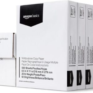 Amazon Basics Multipurpose Copy Printer Paper, 20 lb, 8.5 x 11 Inches, 8 Reams (4,000 Sheets), 92 Bright White, Great for Crisp Ink Printing