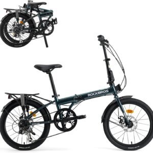 ROCKBROS SNK 20-Inch Folding Bike, 36.6 lb Portable Lightweight High-Carbon Steel Electrophoretic Frame, Shimano 7-Speed