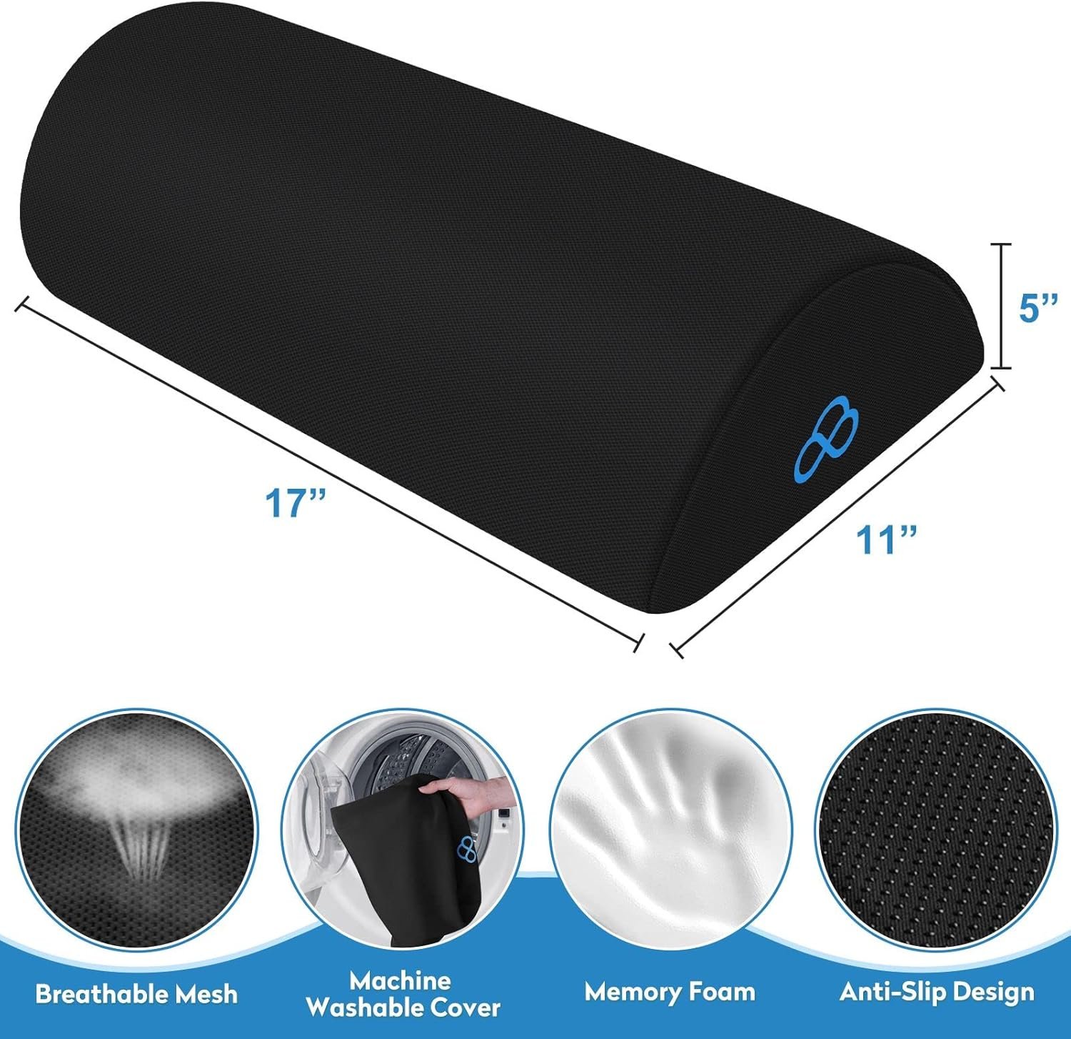 StepLively Foot Rest Ergonomic Pillow for Under Desk at Work, Anti-Fatigue Footrest Support Pillow for Fatigue & Pain Relief, Comfortable for Office Chair, Car Seat & Gaming Chair - Black - Image 2
