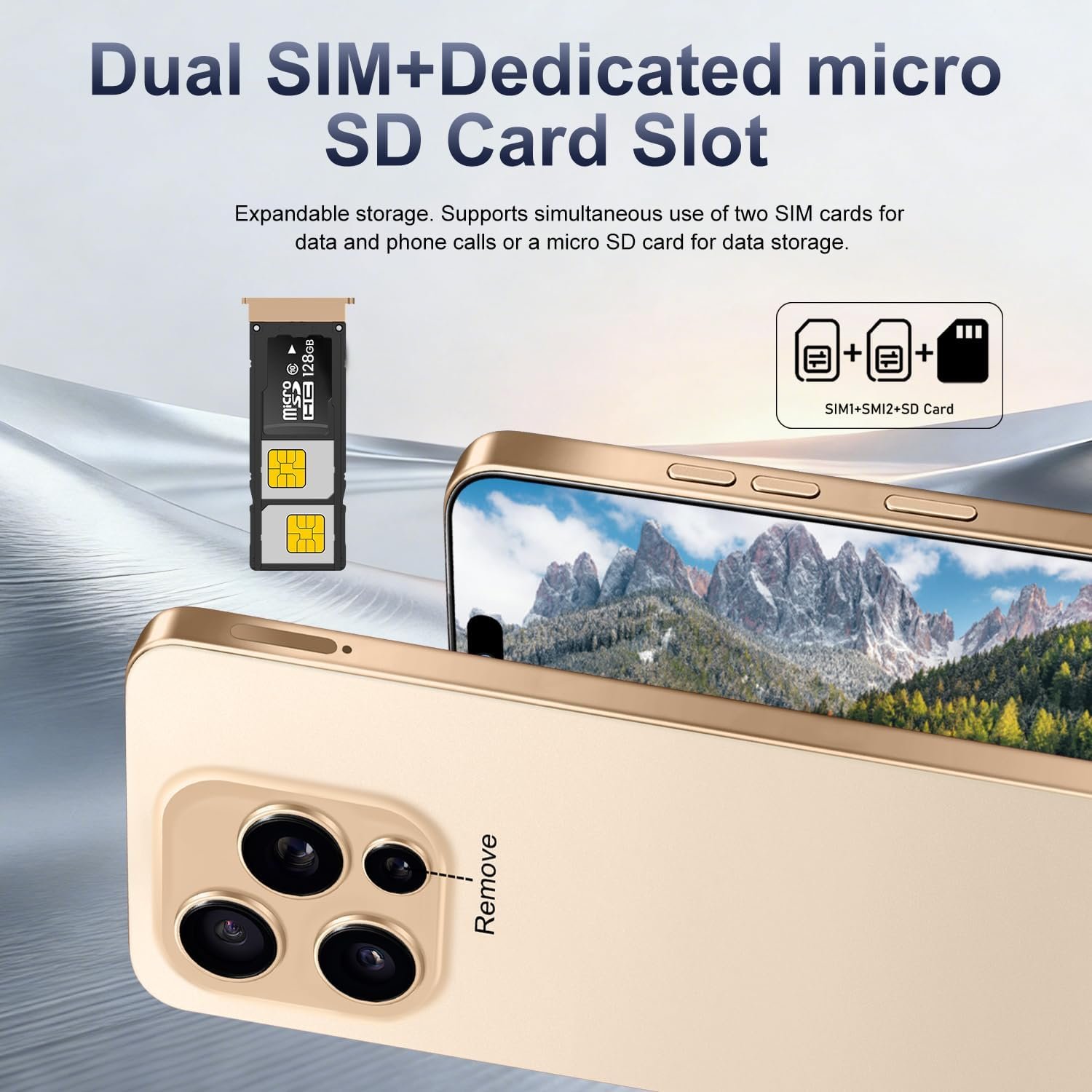 16 PM Smartphone Unlocked Cell Phone, 6.99“ HD Screen5G Phone, 16+512GB phoneunlocked, Android 14.0, 68+108MP Zoom Camera, Fingerprint Button Unlock-and take Photos (Gold) - Image 5