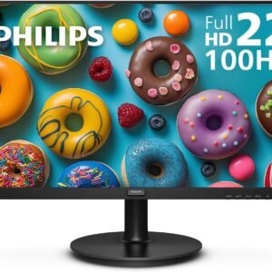 Philips 221V8LB 22 inch Class Thin Full HD (1920 x 1080) Monitor, 100Hz Refresh Rate, VESA, HDMI x1, VGA x1, LowBlue Mode, Adaptive Sync, 4 Year Advance Replacement Warranty