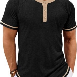 Makkrom Mens Henley Shirts Short Sleeve Casual Summer Basic T Shirts Button Vintage Lightweight Tee Tops