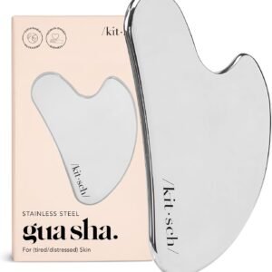 Kitsch Stainless Steel Gua Sha Facial Tools – Guasha Tool for Face, Face Sculpting Tool, Jawline Shaper, Double Chin Reducer, Body Gua Sha Tools, Lymphatic Drainage Massager, Facial Skin Care – Silver
