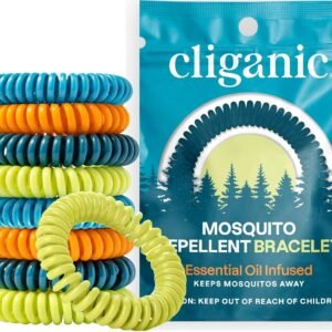Cliganic 10 Pack Mosquito Repellent Bracelets for Adults & Kids – Natural DEET-Free Bands, Individually Wrapped