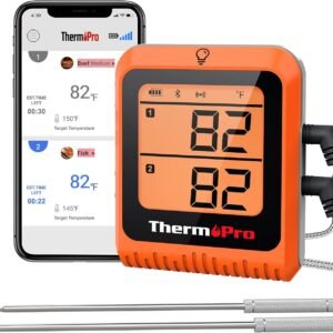 ThermoPro 650 ft Wireless Meat Thermometer Digital for Grilling and Smoking, 2 Probes Bluetooth Meat Thermometer for Cooking Turkey Fish Beef, Rechargeable Smoker Accessories for BBQ Oven