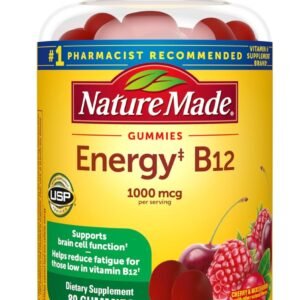 Nature Made Vitamin B12 Gummies 1000 mcg per serving, Dietary Supplement for Energy Metabolism Support, B12 Vitamins, 80 Gummy Vitamins, 40 Day Supply