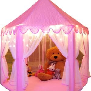 Monobeach Princess Tent Girls Large Playhouse Kids Castle Play Tent with Star Lights Toy for Children Indoor and Outdoor Games, 55” x 53” (DxH)