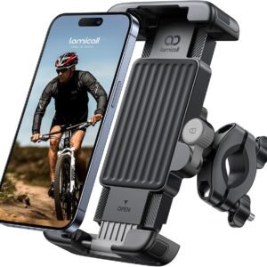 Lamicall Bike Motorcycle Phone Mount – [1s Quick Lock] Bike Cell Phone Holder Clip, Bicycle Scooter Handlebar Clamp, for iPhone Air, 17 16 15 Pro Max, Galaxy S25 S24 Ultra, 6-7.2″ Phones