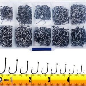 300PCS Small High-Carbon Steel Barbed Fishing Hooks with Holes, 10 Specifications of Fishing Hooks, Portable Boxed Hooks, Hooks That Can Adapt to Various Fishing Environments