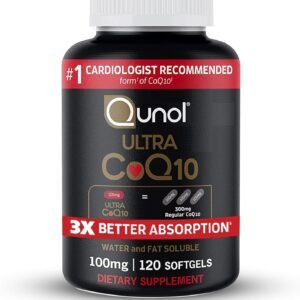 Qunol Ultra CoQ10 100mg, 3x Better Absorption, Patented Water and Fat Soluble Natural Supplement Form of Coenzyme Q10, Antioxidant for Heart Health, 120 Count Softgels
