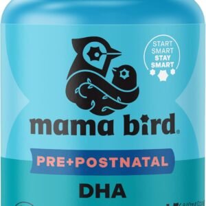 Best Nest Wellness Mama Bird – Pre+Postnatal DHA (30 Servings) Omega 3 Fish Oil 500mg DHA – Lemon-Infused Softgels – Mom & Baby Brain Health – Post+Prenatal Vitamins for Women – Gluten Free, Non GMO