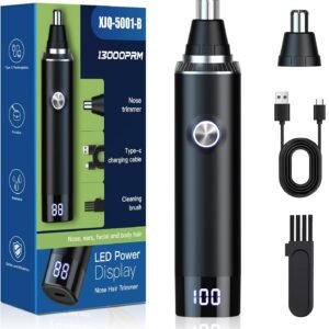 Ear and Nose Hair Trimmer for Men Women, 2026 Professional Painless USB Rechargeable Eyebrow & Facial Hair Trimmer, 13,000 RPM Precision Tool with Powerful Motor and Dual-Edge Blades, IPX7 Waterproof