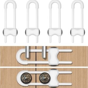 Cabinet Locks for Babies,Child Proof Cabinet Locks,4 Pack U-Shaped Baby Proofing Cabinets,Child Locks for Cabinets and Drawers,Child Safety Cabinet Locks with Adjustable(White)
