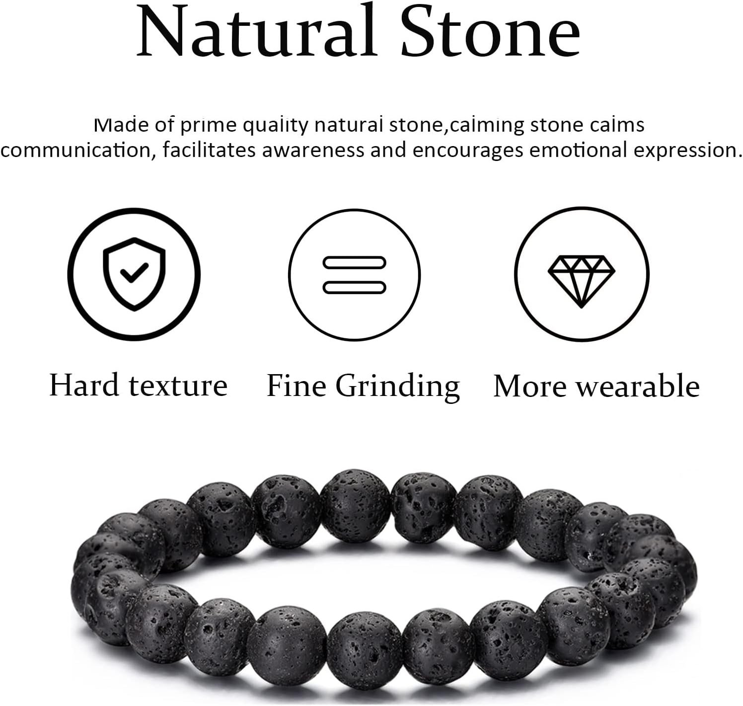 RANKEEF Tiger Eye Bracelet For Men 8MM Natural Stone Stretch Adjustable Black Crystal Beaded Bracelet for Men Women Gifts - Image 5