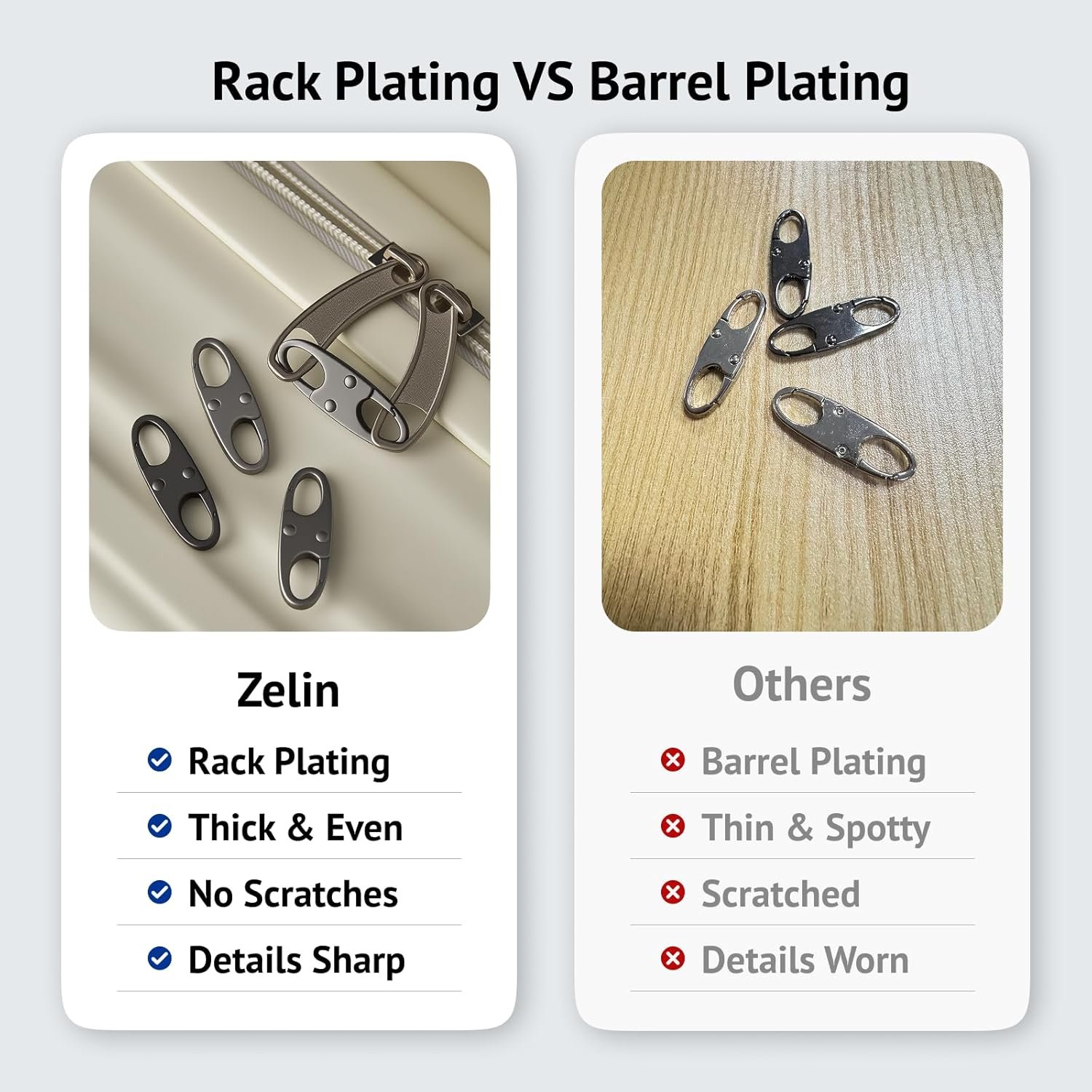 zelin Anti Theft Zipper Clips Double Opening Small Carabiner Clips, 4Pcs Elegant Zinc Alloy Zipper Pull Replacement for Travel, Commuting and Camping (Space Grey) - Image 3