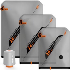 Vacbird Rechargeable Wireless Pump Travel Storage Bags Set – 20 Pack Portable Space Saver Bags for Travel & Home – Vacuum Compression Packing Seal for Clothes, Blankets, Seasonal Storage