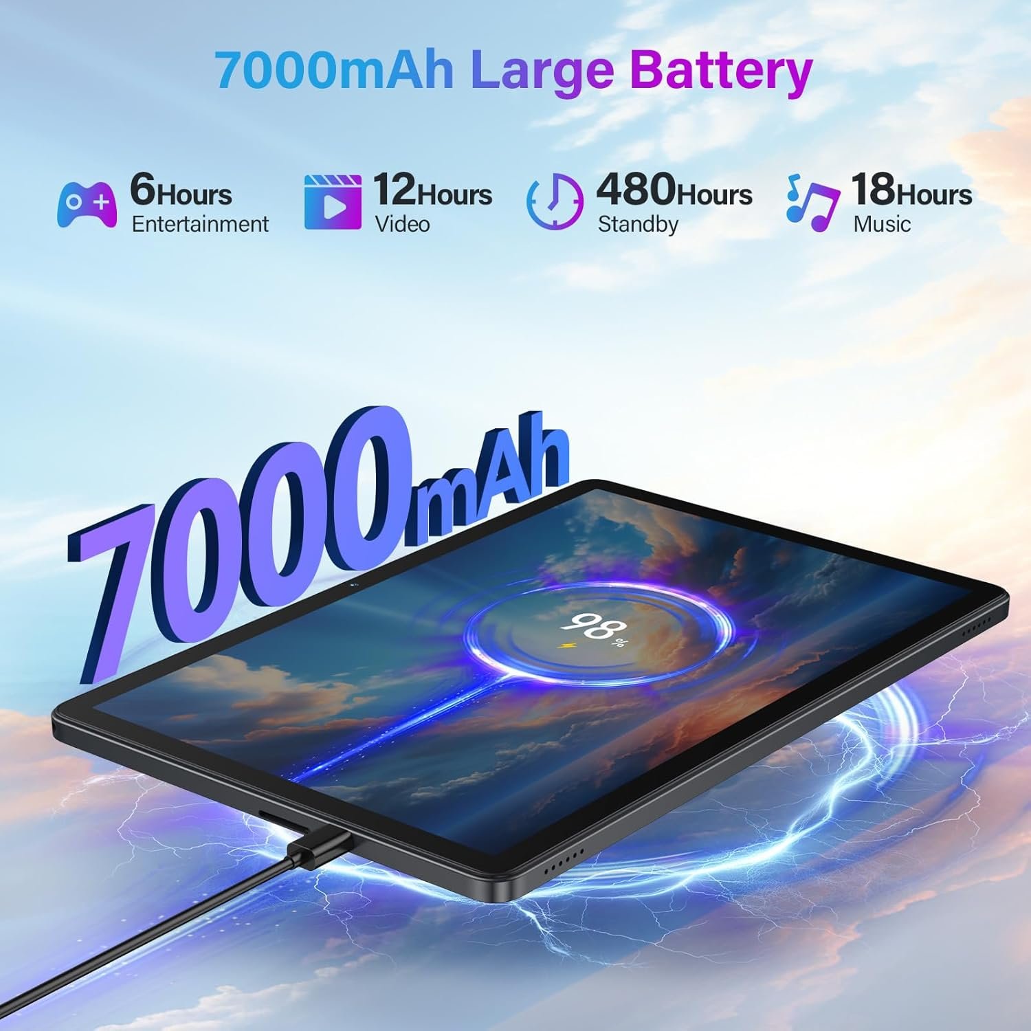 11 Inch-Android 15 Tablet 2026 Latest Update 16GB RAM 128GB ROM 1TB Expandion 5G WiFi Cellular 21MP Dual Camera Octa-core MTK8786.Gemini AI 2.0.Tablets with Keyboard,Mouse,protective film,Case-Gray - Image 6