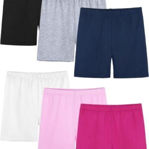 6 Pack Girls Bike Shorts Cartwheel Toddler Biker Under Dress Dance Multi-Color Kids Shorts Girls Clothes