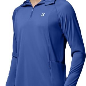 Roadbox UPF 50+ Sun Hoodie for Men, 1/4 Zip Fishing Shirt with Long Sleeve UV Protection for Outdoor Hiking