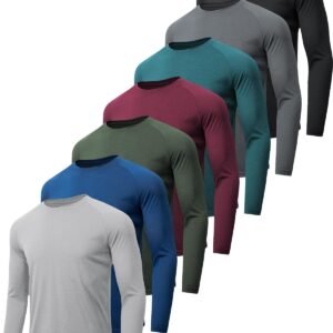 MLYENX 7 Pack Long Sleeve Shirts for Men UPF 50+ UV Sun Protection Quick Dry Moisture Wicking Workout Tee Shirts