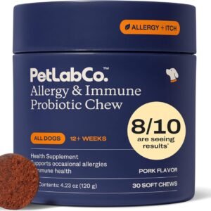 PetLab Co. Allergy & Immune Probiotics for Dogs, Support Seasonal Allergies, Gut & Digestive Health – Pork Flavor – 30 Soft Chews – Packaging May Vary