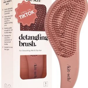 Kitsch Detangler Brush – Gentle Curly Hair Brush with Flexible Bristles for All Hair Types – Wet or Dry | Detangling Hair Brushes for Women & Men, Hairbrush for Adults & Kids – Terracotta
