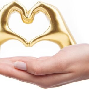 Small Heart Hands Sculpture Decor for Living Room Bedroom Bookshelf Coffe Table and Office Display, Love Finger Statue Modern Aesthetic Home Decor, Unique Gift for Wedding Christmas Birthday (Gold)