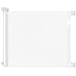 Veraste Retractable Baby Gate for Doorways and Stairs, Mesh Safety Gate for Pet, Indoor & Outdoor Use, One-Hand Operation, Easy Installation, 33.6″ Tall, Expands to 55″ Wide（White,33.6″x55″