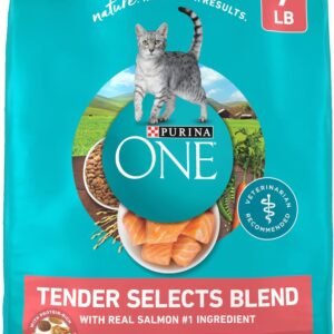 Purina ONE Natural Dry Cat Food, Tender Selects Blend With Real Salmon – 7 lb. Bag