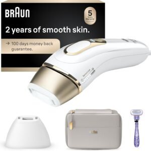 Braun IPL, Silk·Expert Pro 5, IPL Hair Removal for Women and Men, Permanent Laser Hair Reduction At-Home, 2 Heads, Pouch, Venus Razor, IPL5157