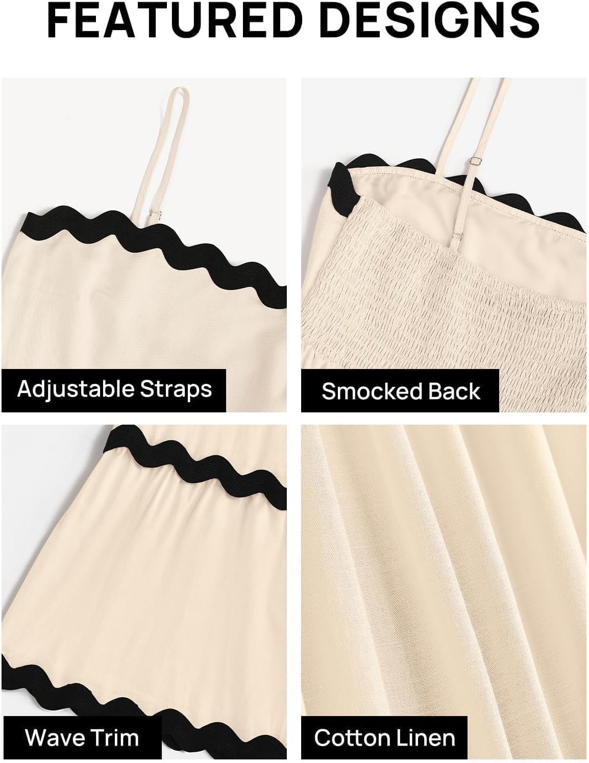 ZESICA Women's 2026 Summer Spaghetti Straps Sleeveless Backless Sundress Flowy Smocked Lace Swing A Line Midi Dress - Image 7