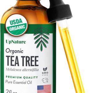 UpNature Tea Tree Oil – 100% Pure USDA Certified Organic Tea Tree Essential Oils for Skin, Hair, Toenail, Body and Scalp (2oz)