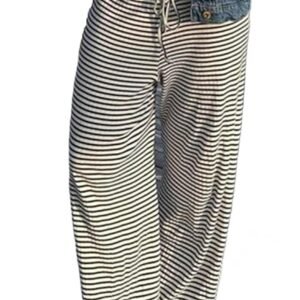 Women’s Comfy Pajama Loose Casual Drawstring Lounge Pants – Striped Print Stretch Wide Leg