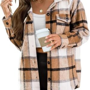 AUTOMET Shackets for Women Plaid Flannel Shirts Fall Winter Jackets Cute Tops Trendy Western Cowgirl Outfits Girls Coats