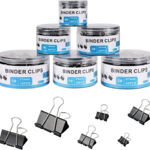 208 PCS Binder Clips Paper Clamps Assorted Sizes, Metal Paper Binder Clip, Black Binding Paperwork Clamp Bulk, School Teachers Office Supplies